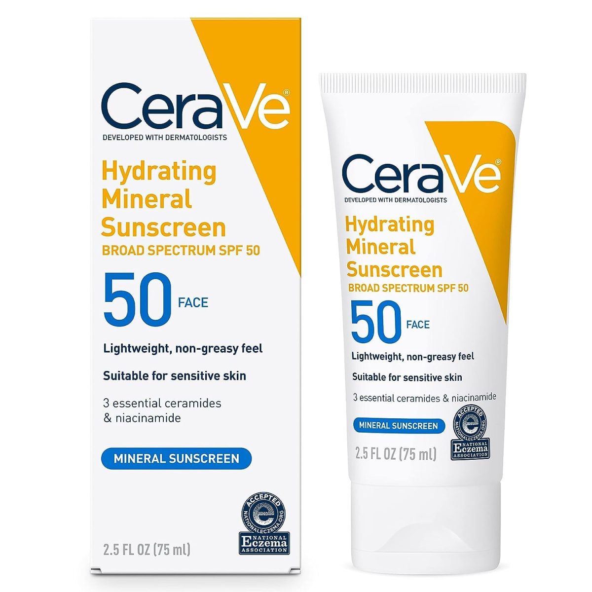 IMG_8301 CeraVe Hydrating Mineral Sunscreen 75ml SPF 50 Face Sun Cream Oil Free Sun Protection Cream - Image 1