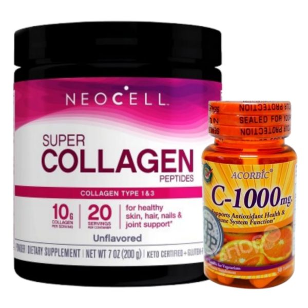 NeoCell Super Collagen Peptides Powder 200g + Acorbic C-1000mg Combo