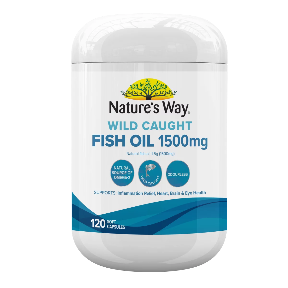 14505248981022 Nature’s Way Wild Caught Fish Oil 1500mg – 120 Capsules - Image 1