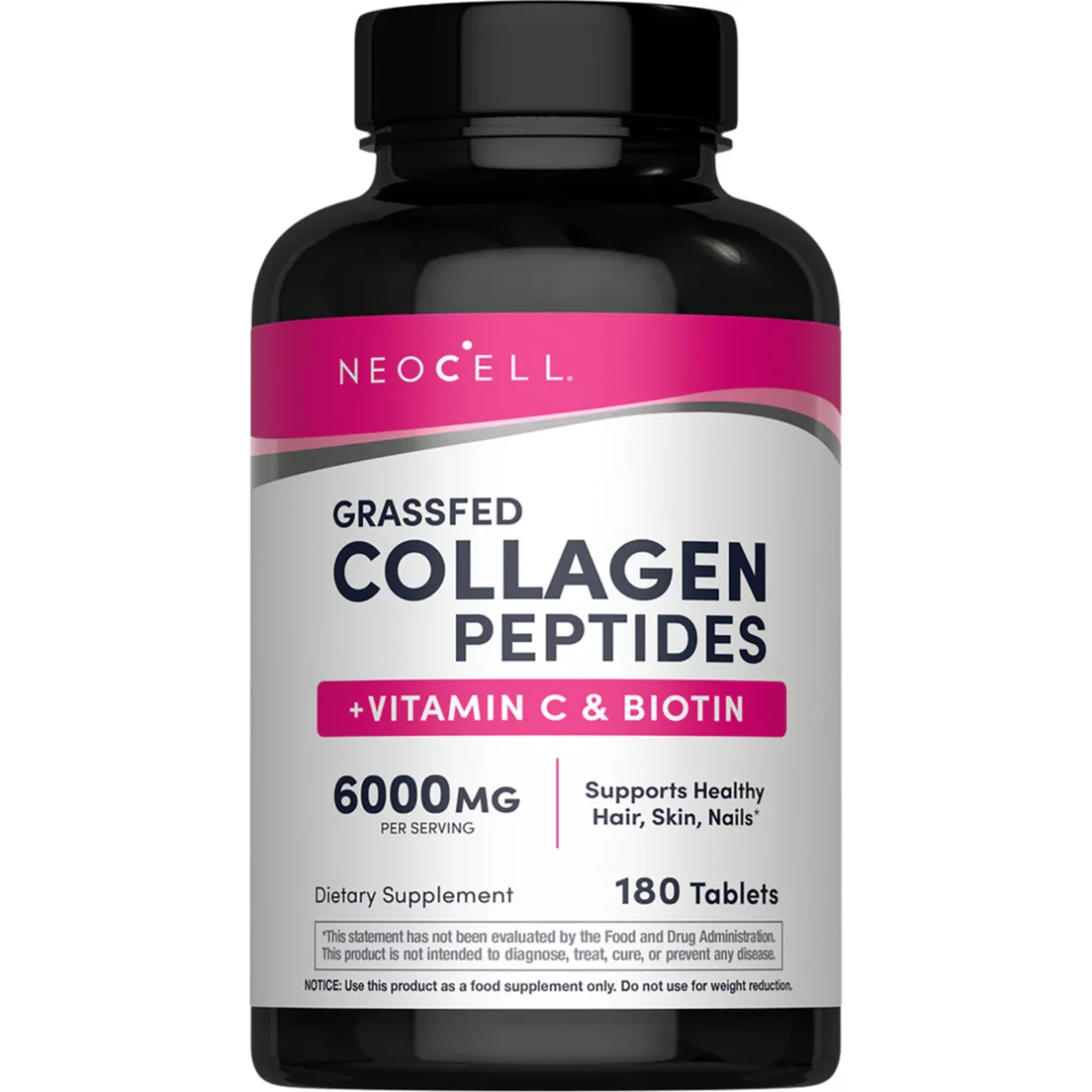 grassfed-collagen-peptides-c-biotin-180-caplets- NeoCell Grass-Fed Collagen Peptides + Vitamin C & Biotin – 180 Tablets - Image 1