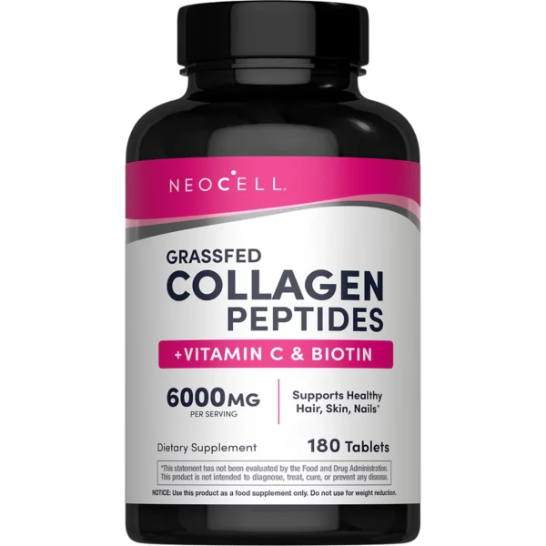 NeoCell Grass-Fed Collagen Peptides + Vitamin C & Biotin – 180 Tablets